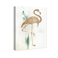 Wynwood Studio Animals Wall Art vászon nyomatok 'ingyenes flamingo' madarak - arany, fehér