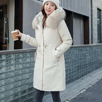 Női divat őszi-téli közepes hosszúságú melaszt meleg pamut kabát,bézs