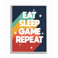 Stupell Industries Eat Sleep Game Ismételje meg a pop videojáték -kifejezést, amelyet Daphne Polselli, 11 14