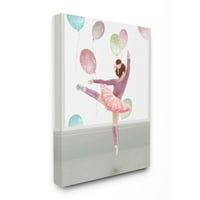 Stupell Industries Ugrás balerina kis táncos lány léggömbök Rózsaszín vászon fal Art Design Ziwei Li, 16 20