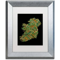 Védjegy Képzőművészet Írország Eire City Text Map Canvas Art készítette Michael Tompsett, White Matte, ezüst keret