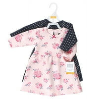 Hudson baba csecsemő lány pamut ruhák, rózsaszín és sötétkék virágos, 0 hónapos