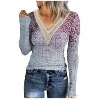 Oieyuz őszi Könnyű pulóver női Patchwork V-nyakú Hosszú ujjú ingek divatos nyomtatott kötött pulóver felsők
