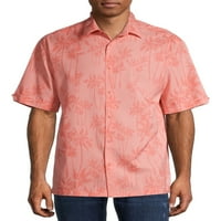 Caf Luna férfi rövid ujjú, nyomtatott trópusi szőtt ing