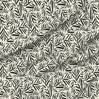 Spoonflower Szövet-ecset levelek fekete krém fehér botanikai nyomtatott szerves pamut kötött szövet Kövér negyed-ruházat