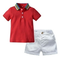 Vivianyo HD fiú ruhák Clearance kisgyermek kisfiú úriember szivárvány póló felsők + szilárd rövidnadrág ruhák ruhát