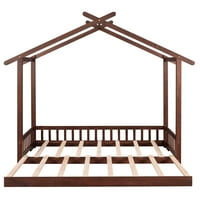 Aukfa Bővíthető házágy, iker a king -napi ágy gyerekeknek, fa - dió