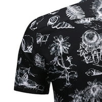 Penkiiy Férfi alkalmi rövid ujjú nyomtatás kardigán Turn-Down gallér póló blúz felsők T-Shirt zsebekkel Fekete eladó
