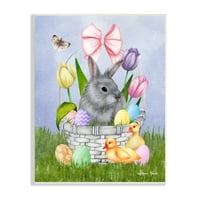 Sheri Hart pasztell nyuszi nyúl kosár húsvéti tojás csecsemő 10 15 keretes festményművészeti nyomtatás