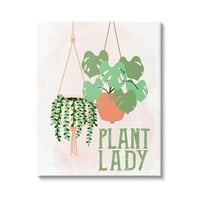 Stupell Industries alkalmi növényi hölgy lógó zöld cserepes vegetáció grafikus galéria csomagolt vászon nyomtatott