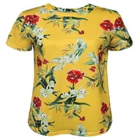 Rejlun Női póló Legénység nyak póló Virágmintás póló divat nyári felsők alkalmi munka tunika blúz Sárga XL